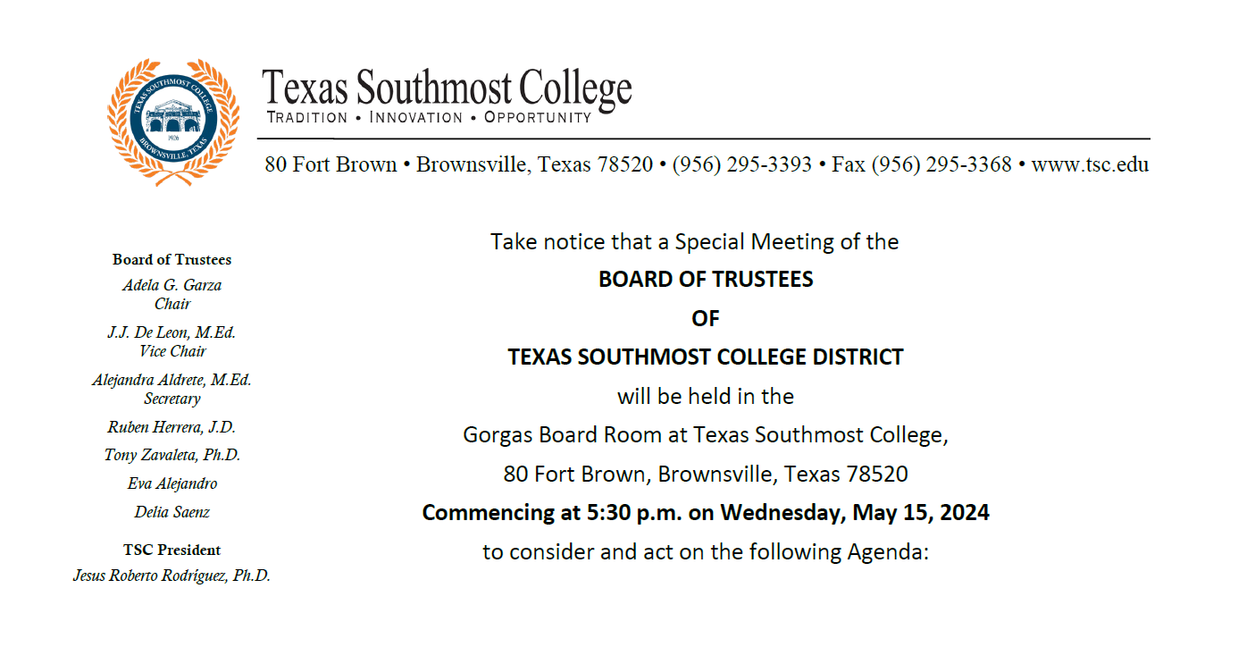 Board of Trustees Meeting 5:30 p.m. May, 15, 2024