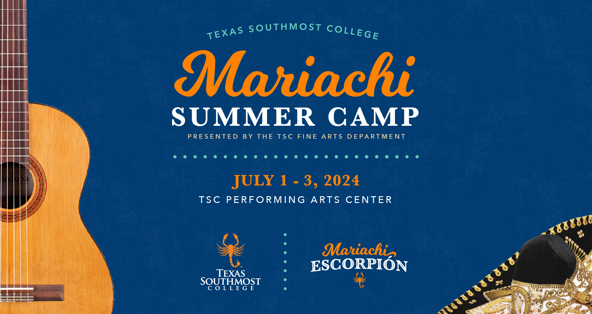 Texas Southmost College Fine Arts Department will be hosting a Mariachi Summer Camp from July 1 -3 2024, at the TSC Performing Arts Center in Brownsville. 