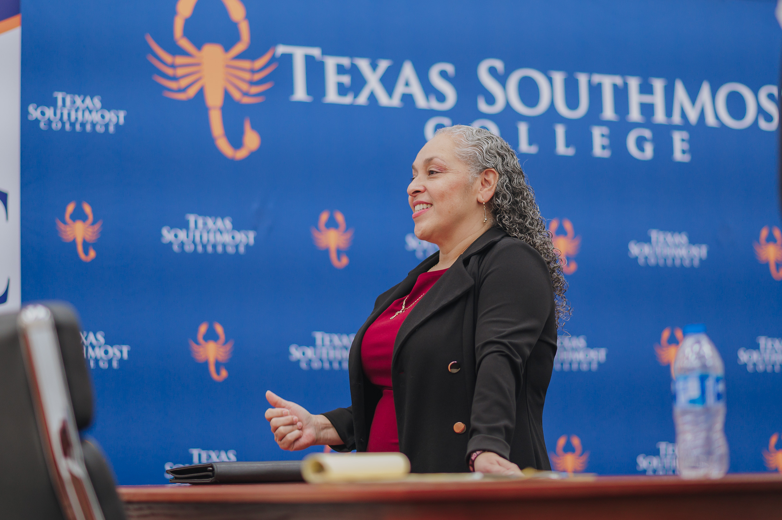 Sarah Guevara, Attorney at Law, answers a question from an audience member at the Texas Southmost College Law 101 Seminar.