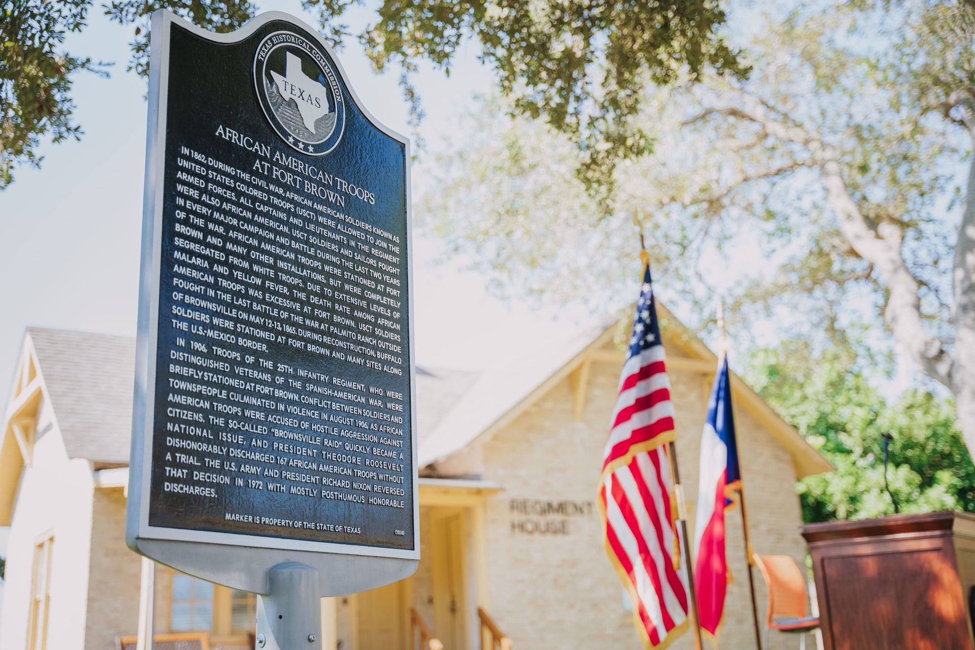 A historical plaque honoring Buffalo Soldiers stationed at Fort Brown was unveiled at Texas Southmost College on Thursday, Oct. 10, 2024.